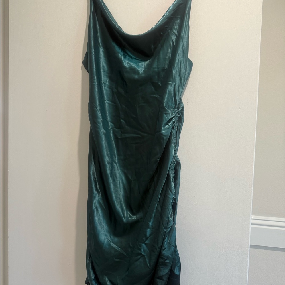Elegant Teal Satin Dress